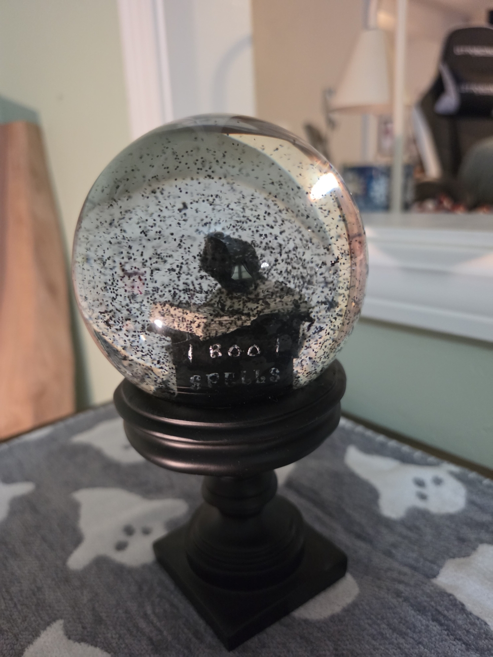 Black 'Boo Spells' Decorative Snow Globe